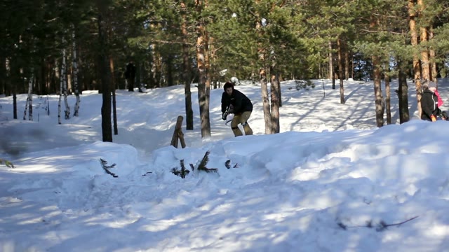 Snowboarding In Forestry Mountain