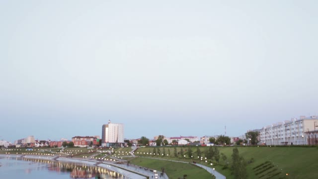 River City View In Summer Sunset