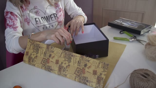 Beautiful Girl Makes A Nice Box For A Wedding Gift