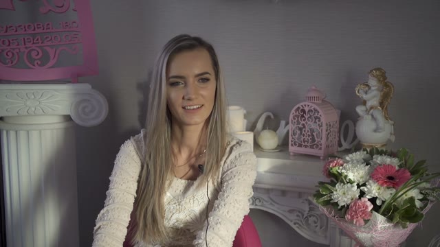 Pretty Girl Gives An Interview In A Flower Shop