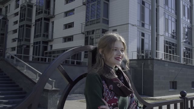 Cute Curly Girl Walking Through The City