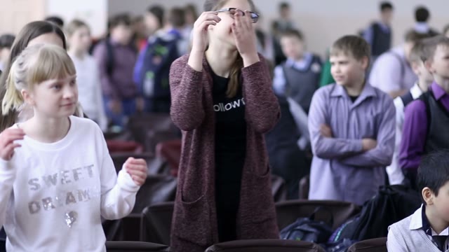 Girls Are Trying To Repeat The Movement In The Auditorium