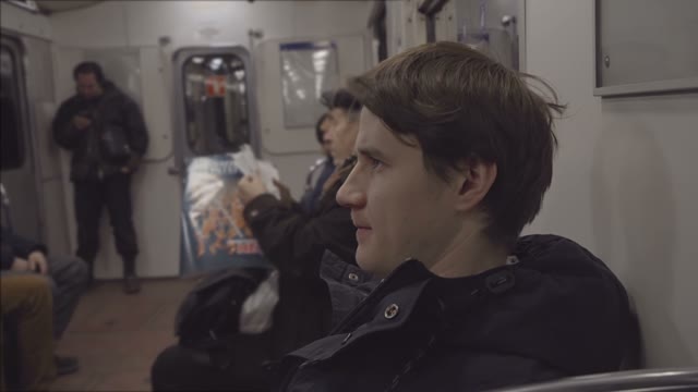 The Guy Sits Inside The Subway Wagon