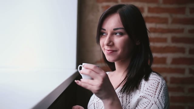 Beautiful Girl Drinking Coffee