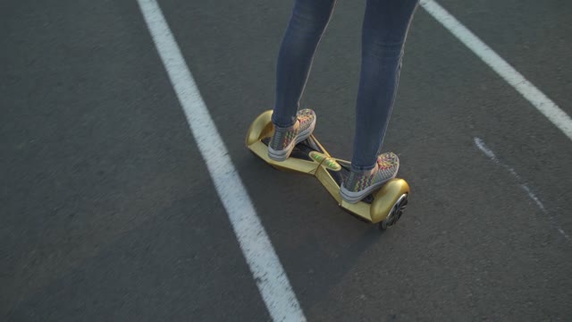 Girl Riding On Hoverboard Close Up