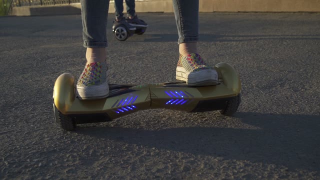 Girl Riding On Hoverboard Close Up