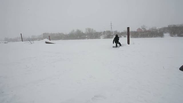 Snowboarder Doing A Trick On A Ledge In The Street
