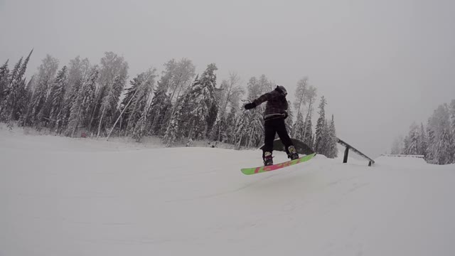 Snowboarder Doing Tricks In The Snow Park