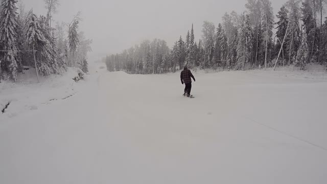 A Snowboarder Slides Down From The Snowpark