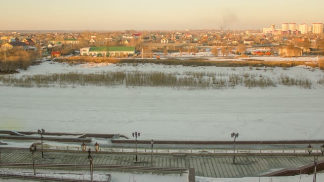 Winter-summer River And Embankment Time Lapse