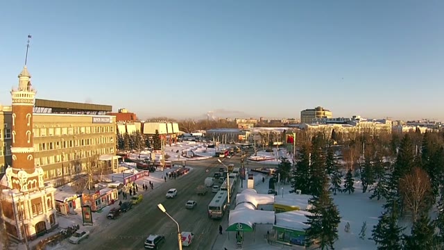 Panorama Of A Busy Intersection In The City