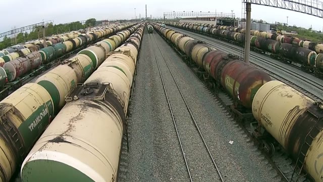 Many Tank-trains On Railway Tracks