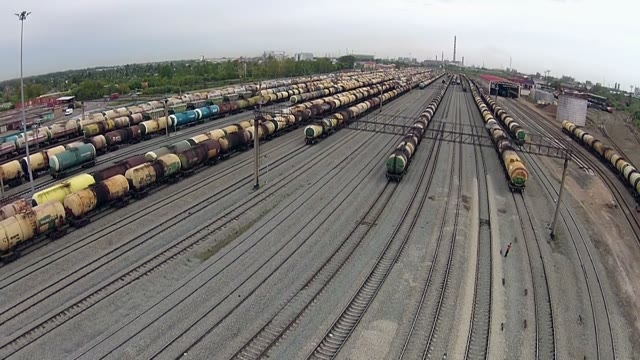 Many Freight Trains On Railway Tracks