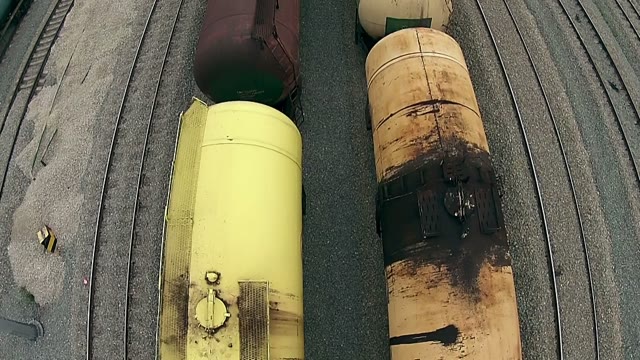 Many Freight Trains On Railway Tracks Rented Quadrocopters