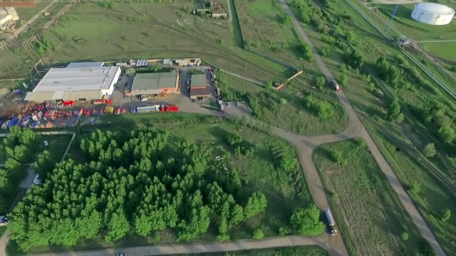 Panorama Of A Small Hangar Outside The City