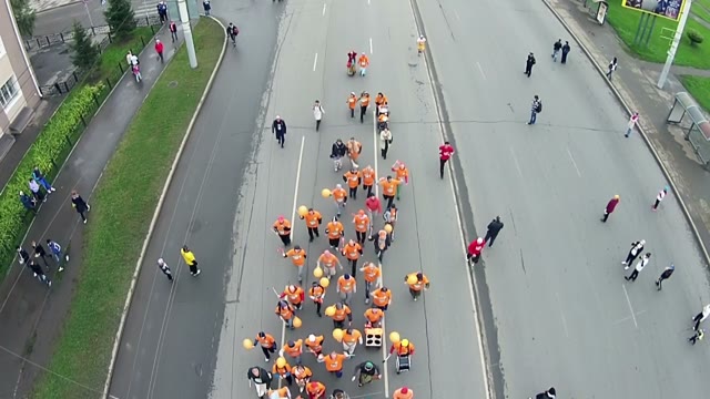 Young People Run A Marathon On Street
