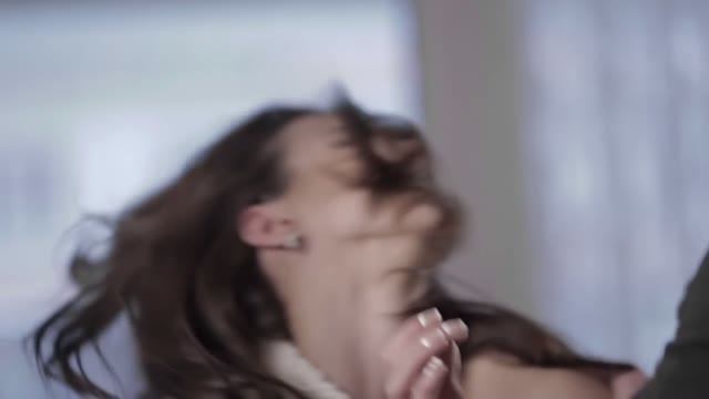 Couple Quarrel. A Man And A Woman Shouting At Each Other And Fight. Close Up Of