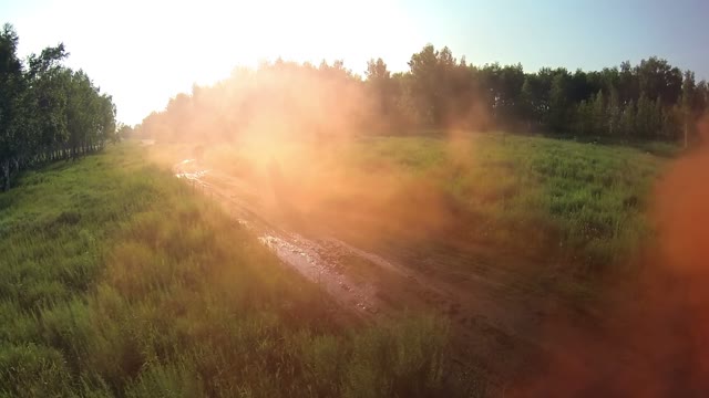 Military Passes Through A Smoke Bomb