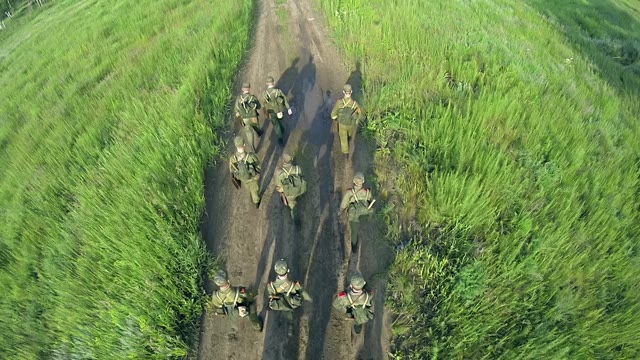 Soldiers Run On The Road
