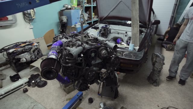 Car Engine In A Car Workshop