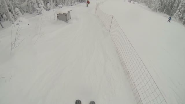 Young Snowboarder Slides Down The Slope