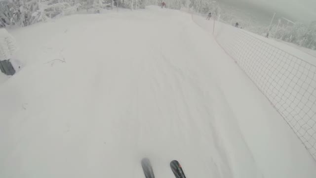 Skier Fast Moves Down The Slope
