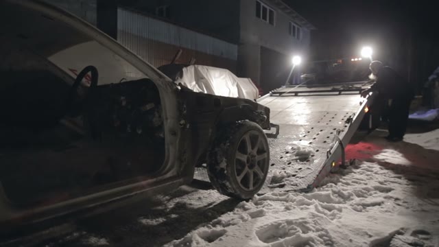 Car Pulls Into Truck