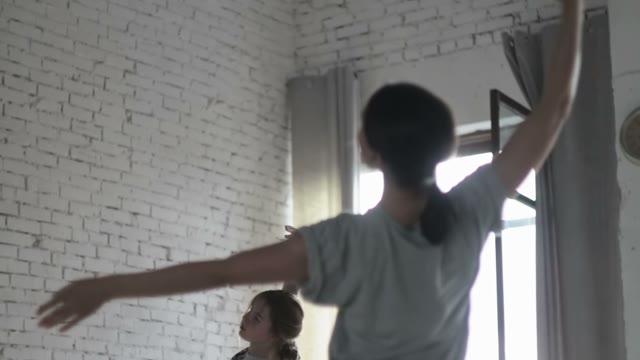 Attractive Young Girls Learn The New Dance