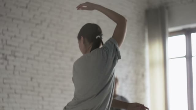 Graceful Young Girls Learn The New Dance