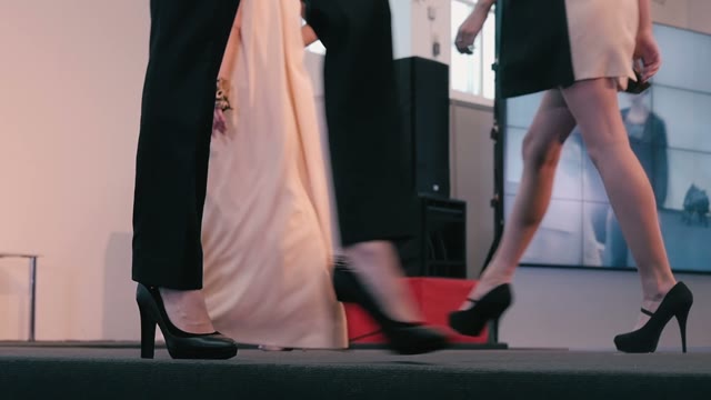 Fashion Show. The Legs Models Closeup