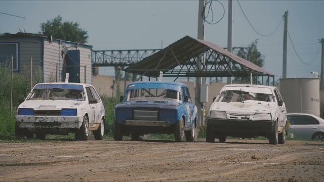 Rally Cars Will Start The Race On Dusty Track