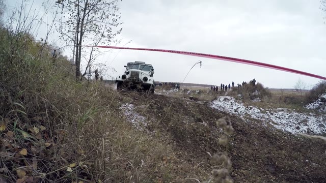 Old Jeep Rides Off Road