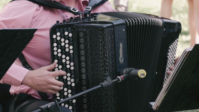 A Man Plays The Accordion