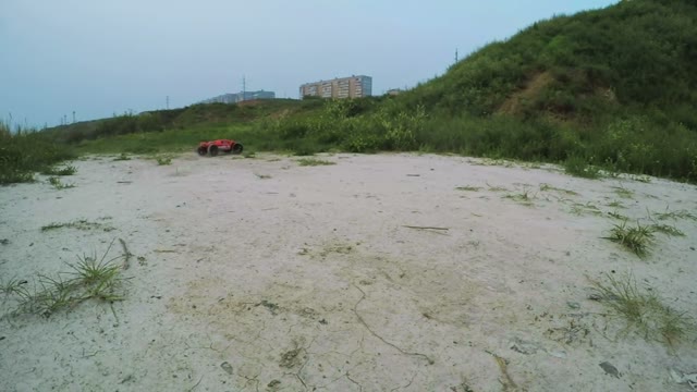 Radio-controlled Machine Drift And Crashes Into The Camera