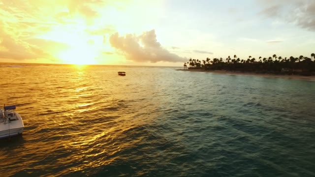 Camera Flies Over Sea