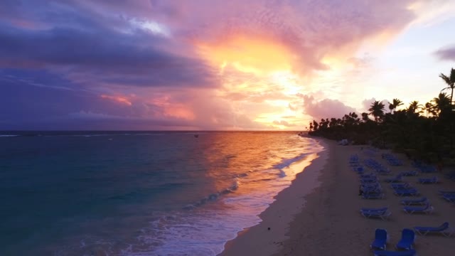 The Camera Flies Over The Sandy Beach