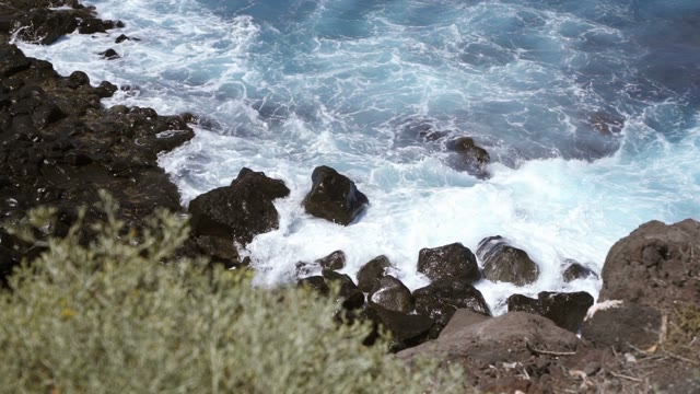 Water Beating On The Rocky Shore