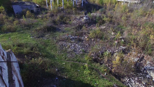 Destroyed Buildings. Aerial Shooting