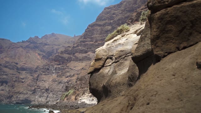 The Camera Shoots A Rocky Seashore