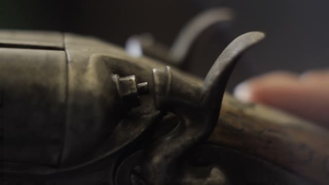 Man Cocks The Shotgun Close-up