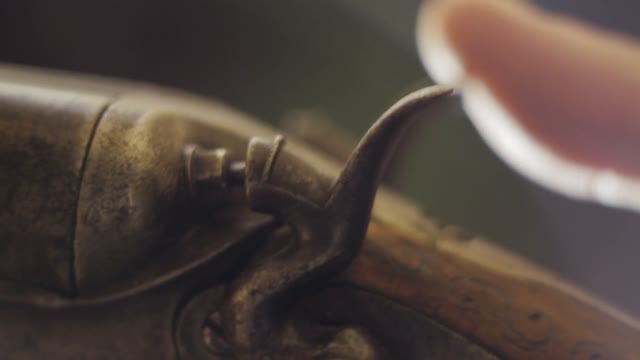 Man Cocks The Shotgun Close-up