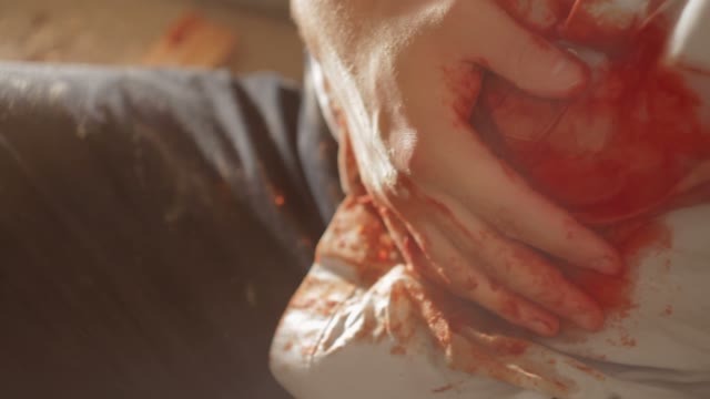 Man With A Bleeding Wound Close-up