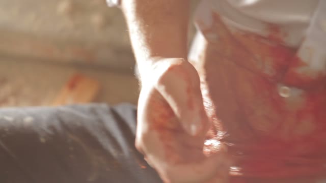 Man With A Bleeding Wound Close-up