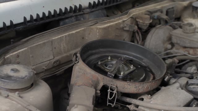 Wound Up Car Engine Close-up