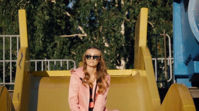 Beautiful Young Girl Posing In An Abandoned Aquapark