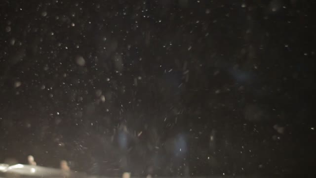 Dust Flies Illuminated By A Searchlight In The Dark