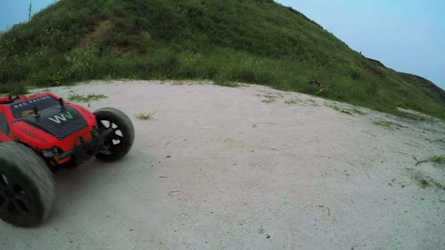 Radio-controlled Machine Drift And Crashes Into The Camera