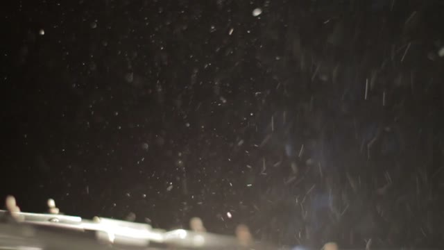 Dust Flies Illuminated By A Searchlight In The Dark