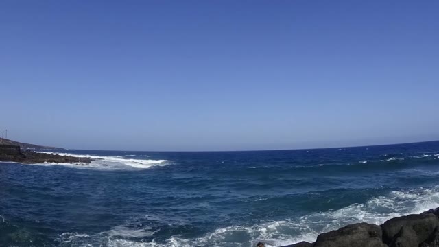The Ocean Waves Beating Against The Rocky Shore Timelapse