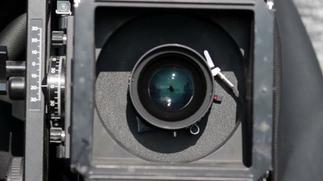Man Photographs On Retro Camera Close-up
